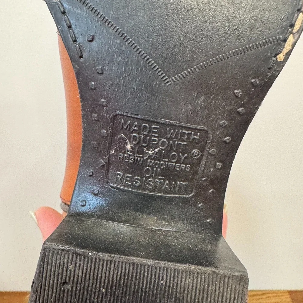 Bronco Womens Western Boots 8.5 Leather Made‎ in USA Mid Calf Cowboy Brown